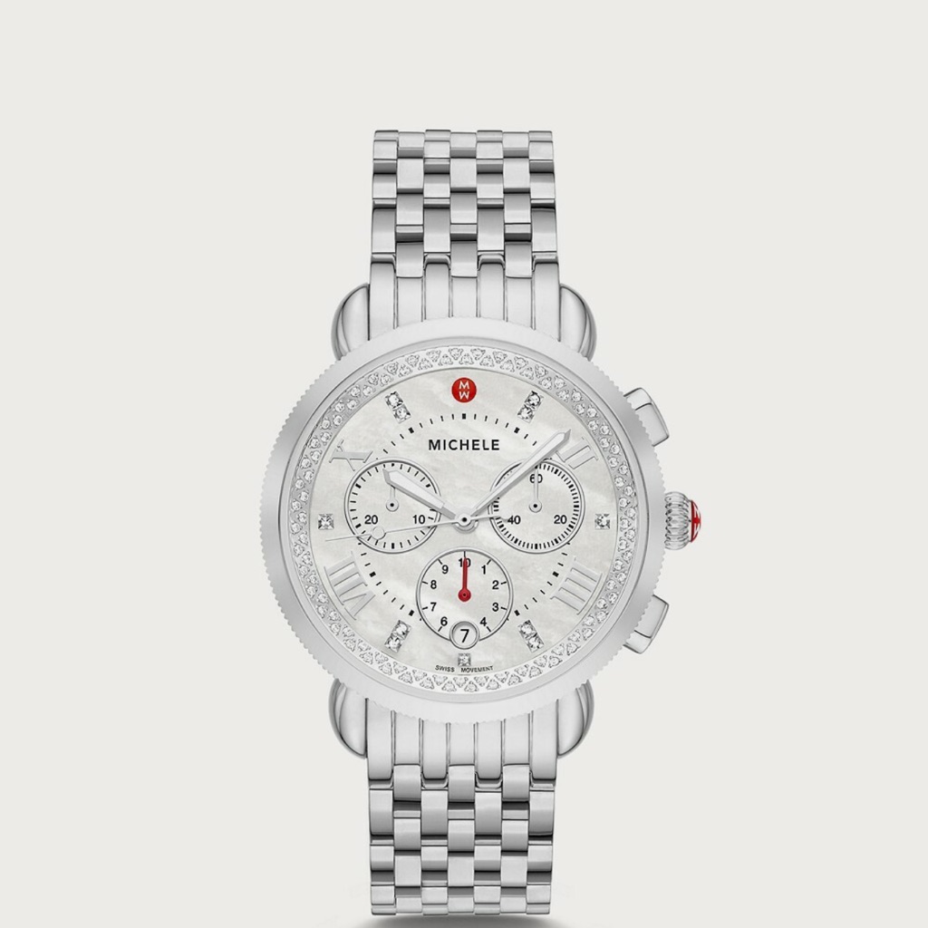 Michele Silver Diamond Chronograph Watch Michele Silver Diamond Chronograph Watch